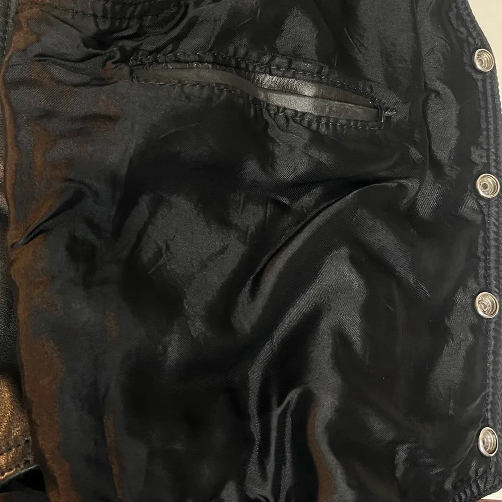 All American Rider Black Faux Leather Biker Button Motorcycle Pockets Vest Sz M